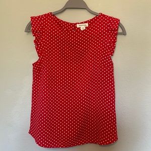 Red polka dot top